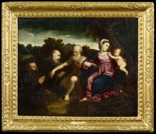 Bordone, Paris. Maria mit Kind, dem Heiligen Antonius Abbas, Hieronymus und Stifter - Foto 2