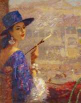 Vornehme Dame in der Stierkampfarena