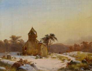Wintertag mit der alten Kapelle in Rhens am Rhein