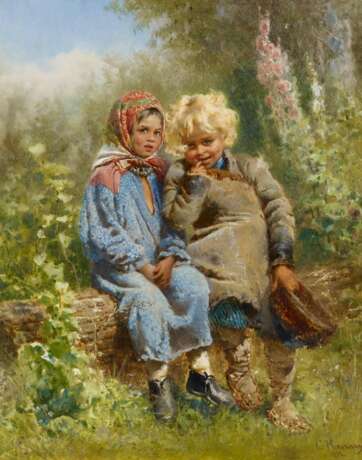 Makovsky, Konstantin Egorovich. Zwei Kinder im Garten - Foto 1