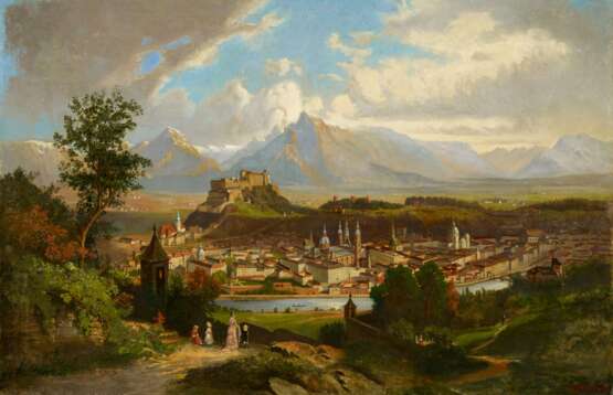 Австрийский Мастер. Blick über Salzburg mit der Festung oberhalb der Altstadt - фото 1