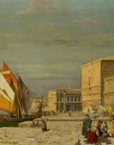 Vor dem Dogenpalast in Venedig