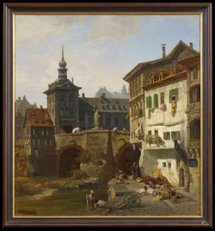 Wilberg, Christian Johannes. Blick auf das Rathaus in Bamberg mit Blick über die Pegnitz - Foto 2