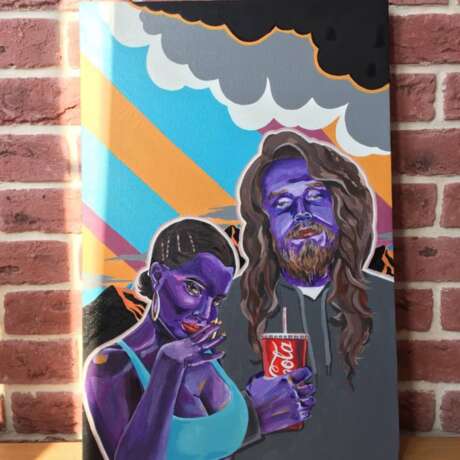“Music.Love.A can of coke.” Canvas Acrylic paint Pop Art 2019 - photo 1