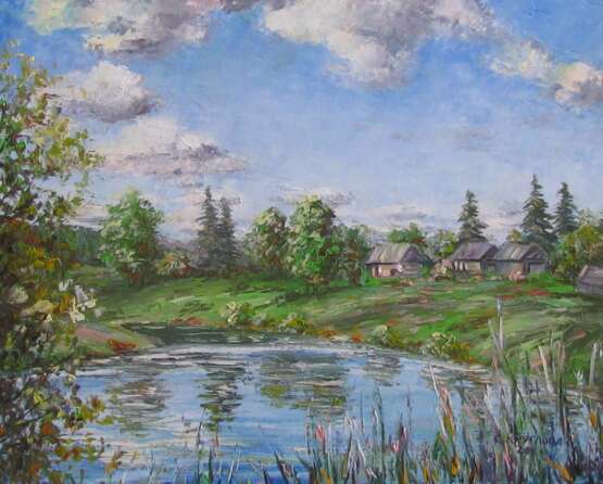 “My sweet little village” Canvas Oil paint Impressionist Landscape painting 2011 - photo 1