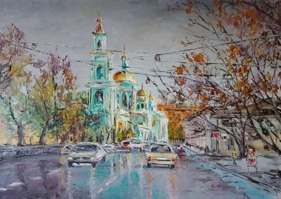 “Elokhovo. Epiphany Cathedral” Canvas Oil paint Impressionist Landscape painting 2018 - photo 1