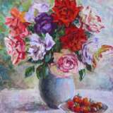 “Strawberries and roses” Canvas Oil paint Impressionist Still life 2011 - photo 1