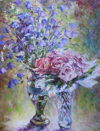 “Bells and roses” Canvas Oil paint Impressionist Still life 2011 - photo 1