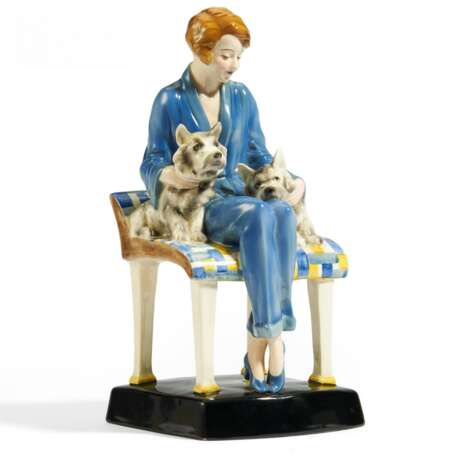Goldscheider, Friedrich. Sitzende Dame mit Hunden - Foto 1
