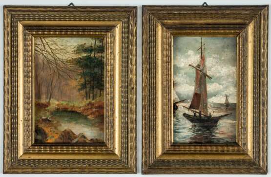 Zwei stimmungsvolle Bilder einer Landschaft und eines Segelbootes - Foto 1