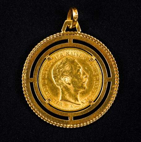 20 Gold-Mark Wilhelm II Deutscher Kaiser, König v. Preussen, Deutsches Reich 1899 in goldener Fassung - photo 1