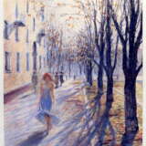 “Spring girl” Paper Impressionist Landscape painting 2004 - photo 1