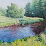 “River Myshanka” Canvas Oil paint Impressionist Landscape painting 2005 - photo 1