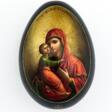 Lack-Osterei mit der Gottesmutter von Vladimir und Auferstehung Jesu - Auktionspreise