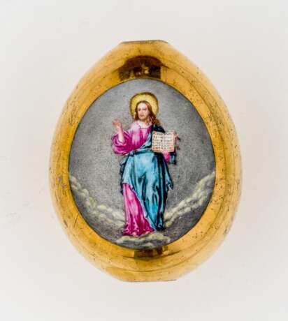 Porzellan-Osterei mit stehendem Christus und vergoldeter Rückseite - photo 1