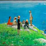 Monumentales und stimmungsvolles Gemälde mit Kindern am Wasser - photo 2