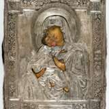 Ikone der Gottesmutter von Vladimir mit Silberoklad und rückseitiger Widmung - Foto 2