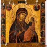 Ikone mit der Gottesmutter Iverskaja mit handwerklich sehr gut gearbeitetem Messingoklad - фото 2