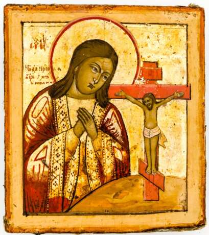 Kleine Ikone der Gottesmutter Achtyrskaja mit vergoldetem Silberoklad - photo 2