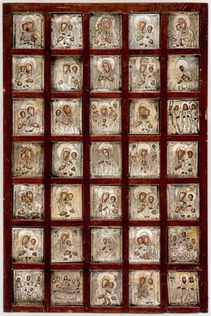 Seltene Arbeit mit 35 kleinen Gottesmutter-Ikonen mit Silberoklad en - Foto 1