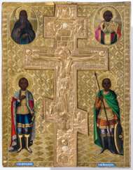 Grosse Staurothek-Ikone mit Heiligen auf Goldgrund