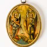 Doppelseitig bemalte Medaillon-Ikone mit der Krönung Mariens und Erzengel Michael & Gabriel - photo 2