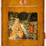 Seltene und feingemalte Ikone mit zwei Szenen aus dem Leben des heiligen Johannes des Täufers - photo 1
