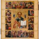 Hervorragend gemalte Ikone des heiligen Nikolaus mit 16 Szenen seiner Vita - фото 1