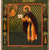 Besondere Ikone des heiligen Efrem Novotorzhsky mit Silberoklad und Reliquien-Fächern - фото 2