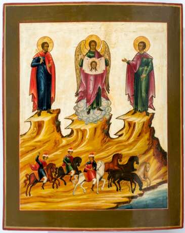 Sehr grosse Ikone des heiligen Erzengels Michael mit den heiligen Pferdepatronen Florus und Laurus - Foto 1