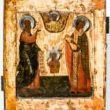 Frühe Ikone eines heiligen Propheten (Symeon?), eines heiligen Kirchenvaters und eines heiligen Knabens - Foto 1