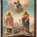 Grosse Ikone der heiligen Märtyrerinnen Irina und Alexandra mit vergoldetem Silberoklad - фото 2