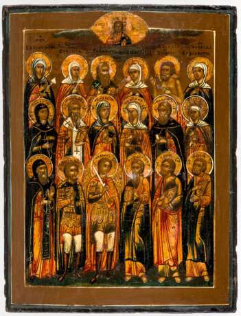 Seltene Ikone mit 18 Heiligen und Silberoklad - Foto 4