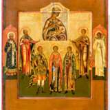 Seltene Ikone der Gottesmutter Balykinskaja mit den fünf heiligen Märtyrern von Sebaste Mardarius, Eustratius, Auxentius, Eugen und Orest - photo 1