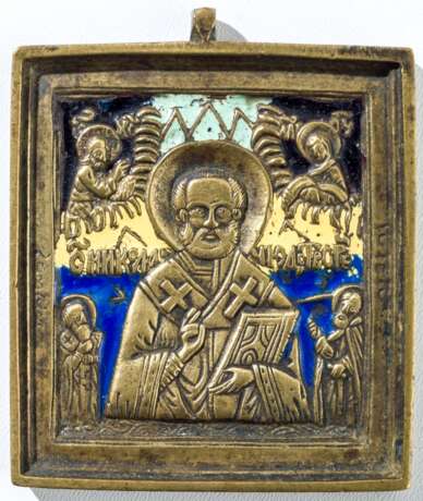 Bronze-Ikone des heiligen Nikolaus - photo 1