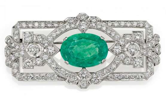 Smaragd-Diamant-Brosche - photo 1