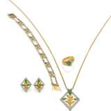 Smaragd-Diamant-Set: Armband, Anhängerkette, Ring und Ohrclips - photo 2