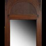 „Antiken Spiegel mit Intarsien aus Leder am Ende des XIX Jahrhunderts“ Naturholz Lack Romantik Die Niederlande 1880 - Foto 1