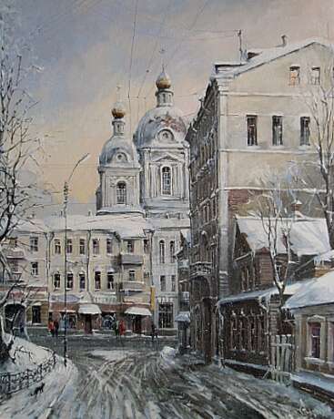 “Moscow winter. Moscow winter.” Canvas Acrylic paint Realist Landscape painting 2019 - photo 1
