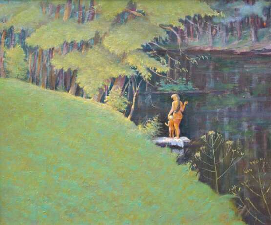 “The river” Canvas Oil paint Classicism Landscape painting 2002 - photo 1