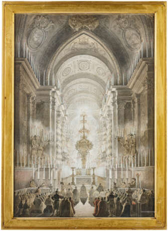 Innenansicht der Cappella Paolina im Vatikan, Gouache, 19. Jahrhundert - photo 1