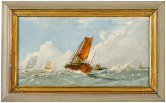 Ein Paar kleinformatige Gemälde mit maritimen Motiven, deutsch/Niederlande, 19. Jahrhundert - Foto 1