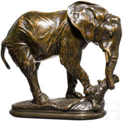 Bronzeskulptur eines Elefanten, Alfred Barye (1839 - 1882), Frankreich, 19. Jahrhundert
