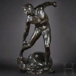 Constant Ambroise Roux (1865 - 1942), Bronzeskulptur, "Der Zorn des Achilles"