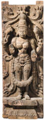 Hölzerne Tempelfigur, Indien, 18./19. Jahrhundert