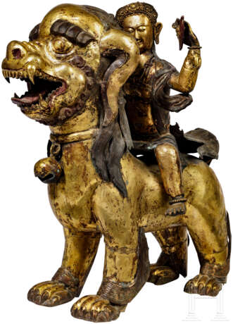 Ein Paar Foo-Löwen mit himmlischen Reitern, sino-tibetisch, 18. Jahrhundert - Foto 7