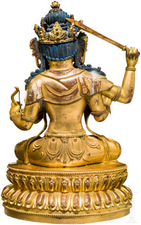 Vergoldete Bronze des Manjushri, Tibet, 18./19. Jahrhundert - Foto 5