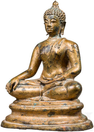 Bronze-Buddha mit Goldlackfassung, Südostasien - Foto 2