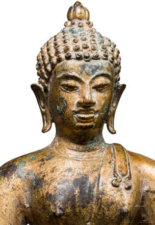 Bronze-Buddha mit Goldlackfassung, Südostasien - фото 4