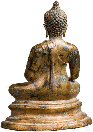 Bronze-Buddha mit Goldlackfassung, Südostasien - photo 5